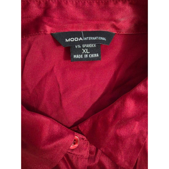 Moda International silk Long Sleeve Button Up Shirt cherry XL A001350 - Picture 5 of 7